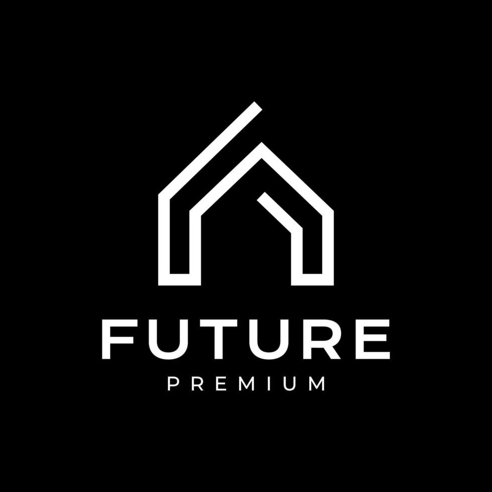 futuristic house architect structure minimalist simple line style clean modern logo design icon illustration vector