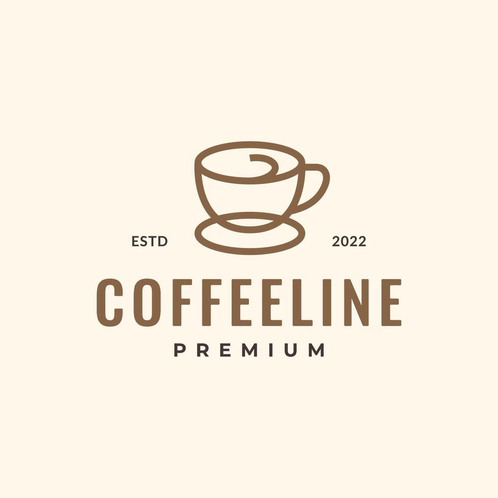 coffee cup drink line style simple hipster vintage colored logo design icon illustration vector