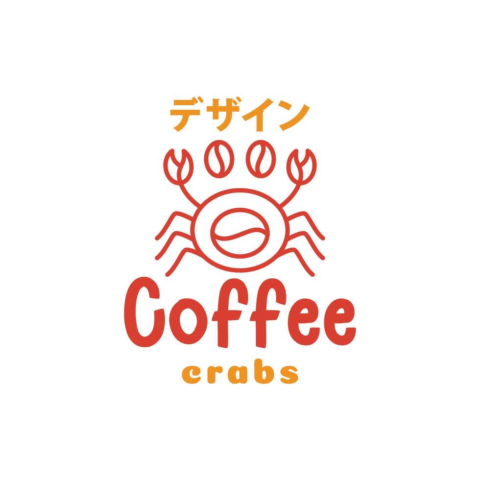 seafood restaurant crabs and coffee shop bean line style simple minimal logo design icon illustration vector