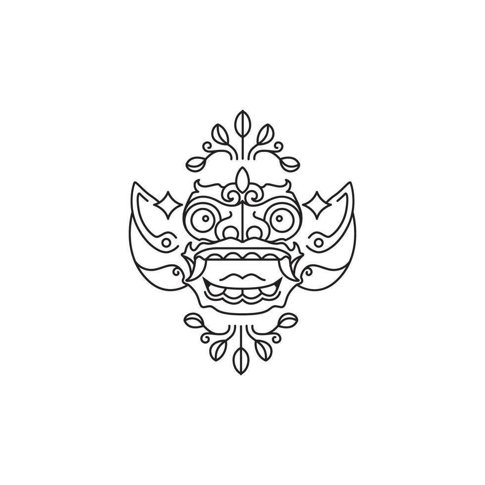 barong culture art bali line logo design vector