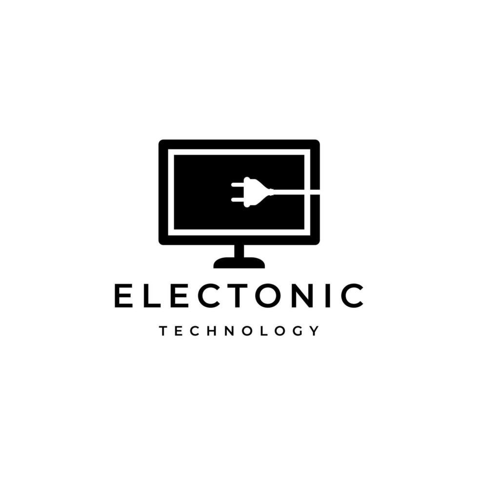 monitor electronic store modern logo design vector