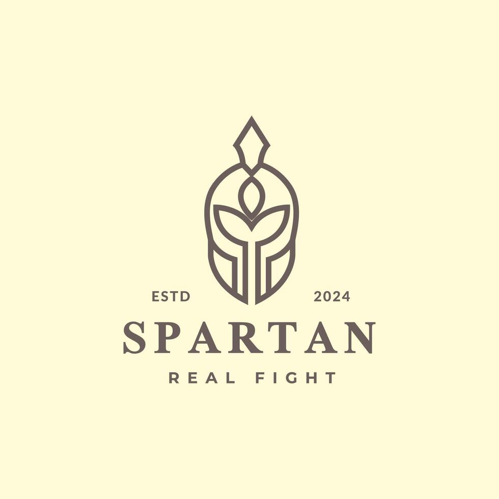 gladiator helmet warrior historical line logo design vector