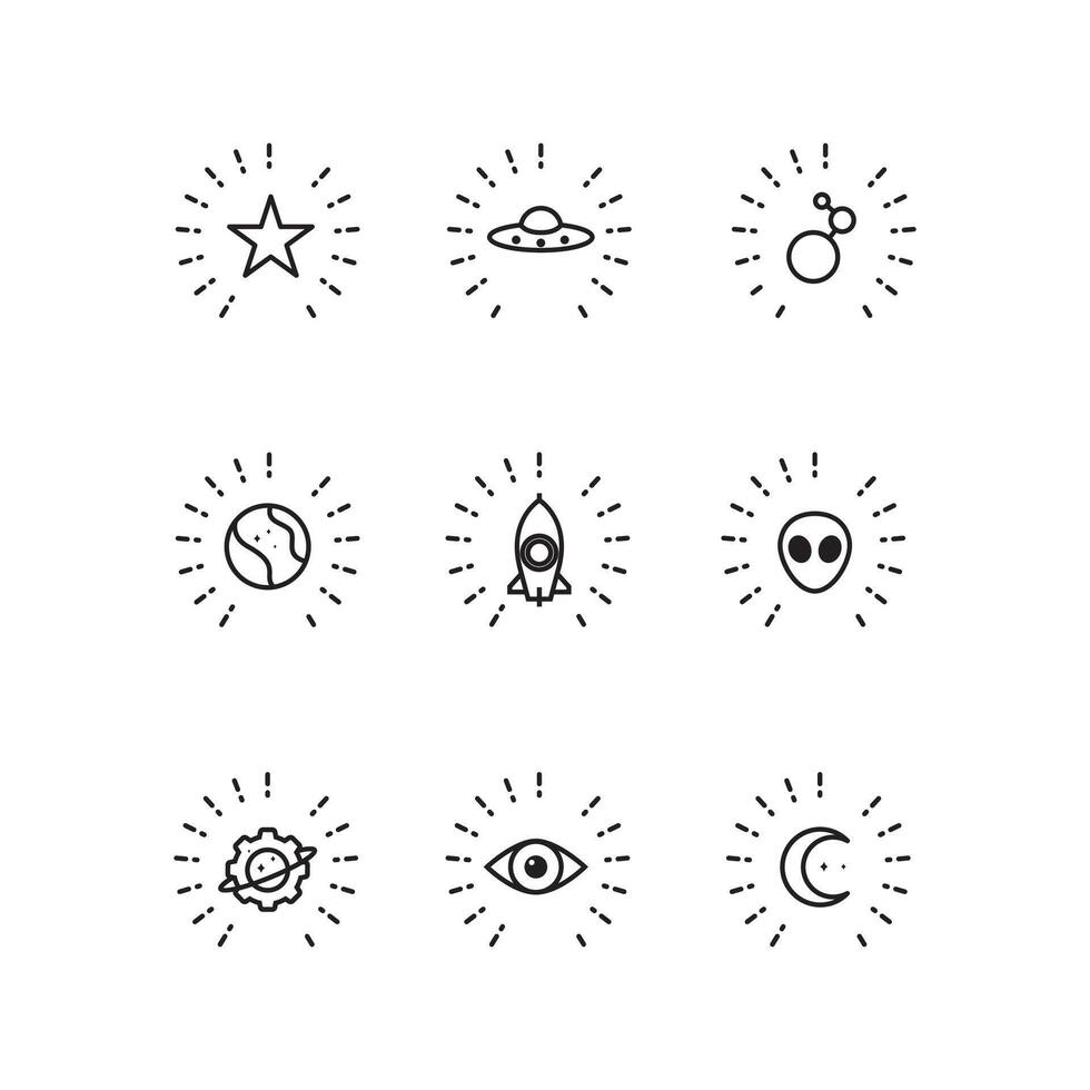 atmosphere line minimal icons set design vector