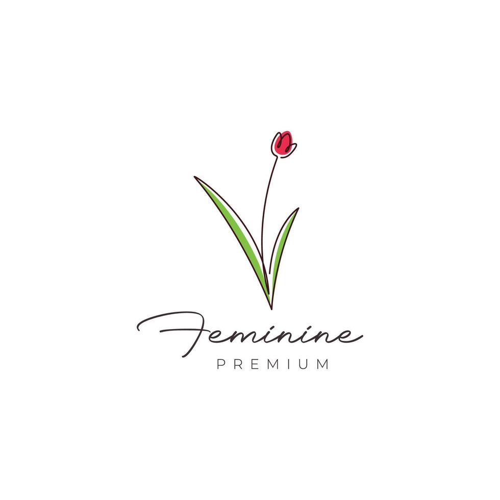 tulip flower minimalist elegant line logo design vector