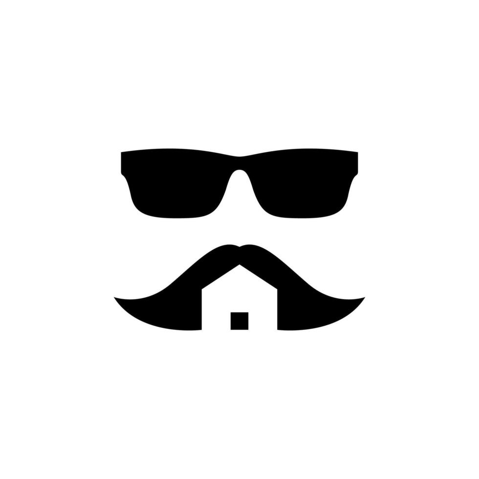 mustache house mustache hairstyle modern logo design vector