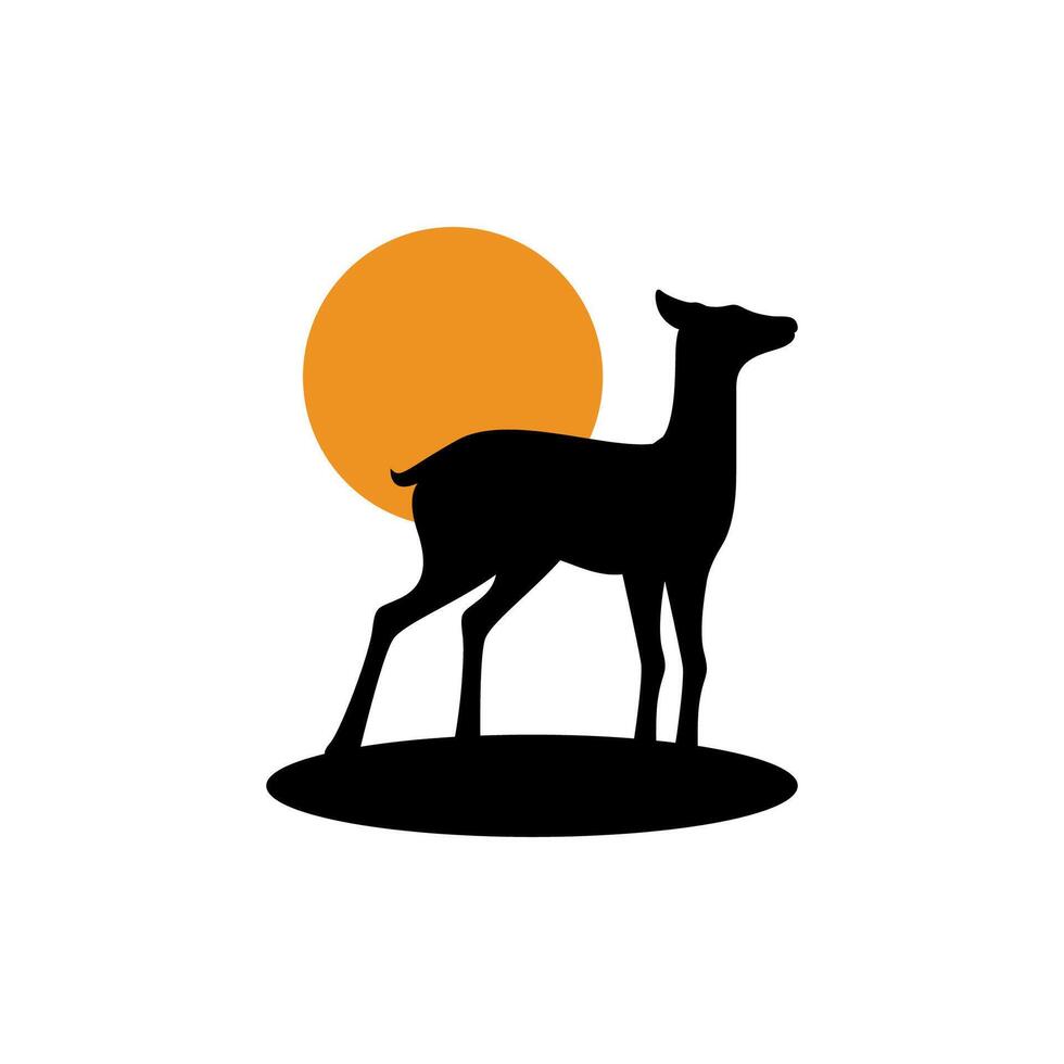 forest deer sunset modern logo design vector