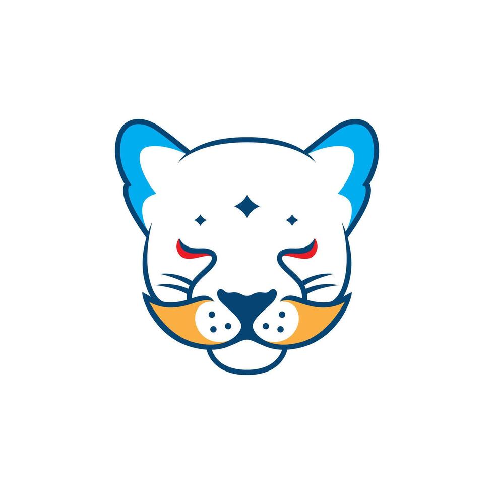 leopard head animal predator line colorful logo design vector