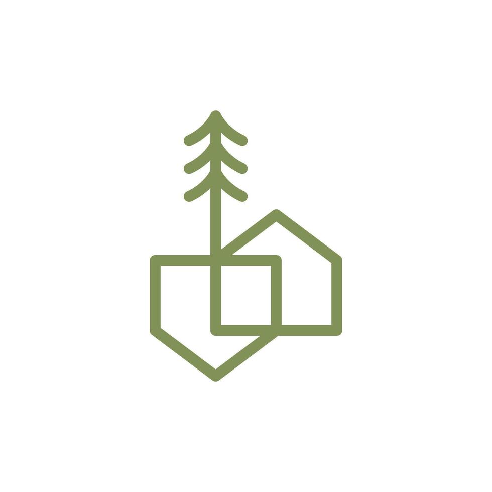 tiny house architecture line logo design vector