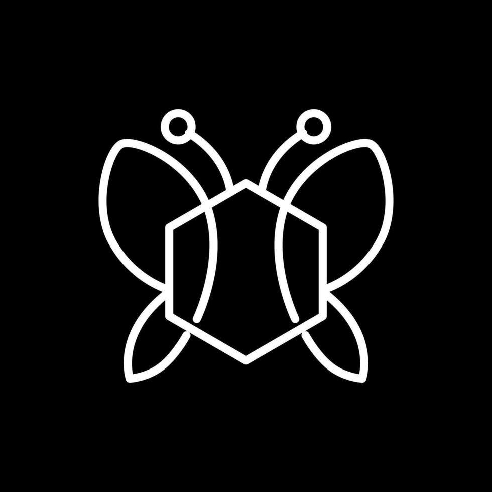 minimalist hexagon butterfly line logo design vector