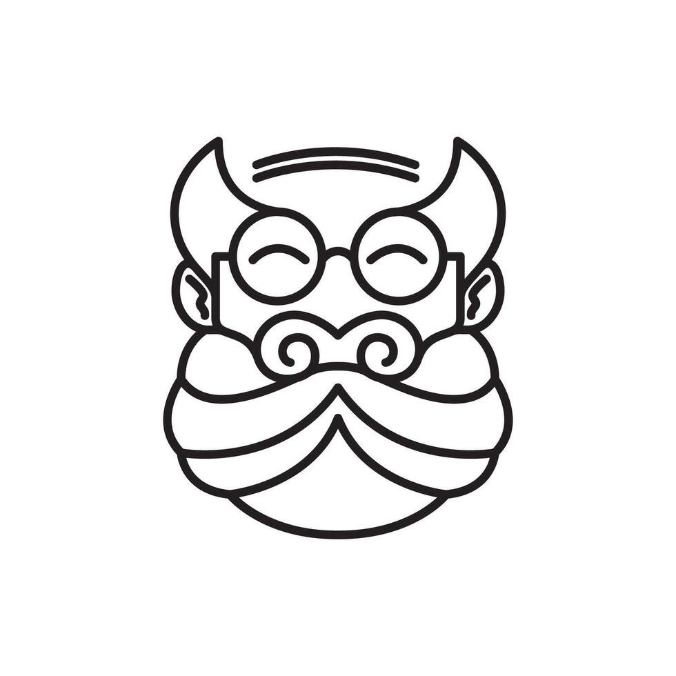 man beard with glasses teacher concept logo design line vector