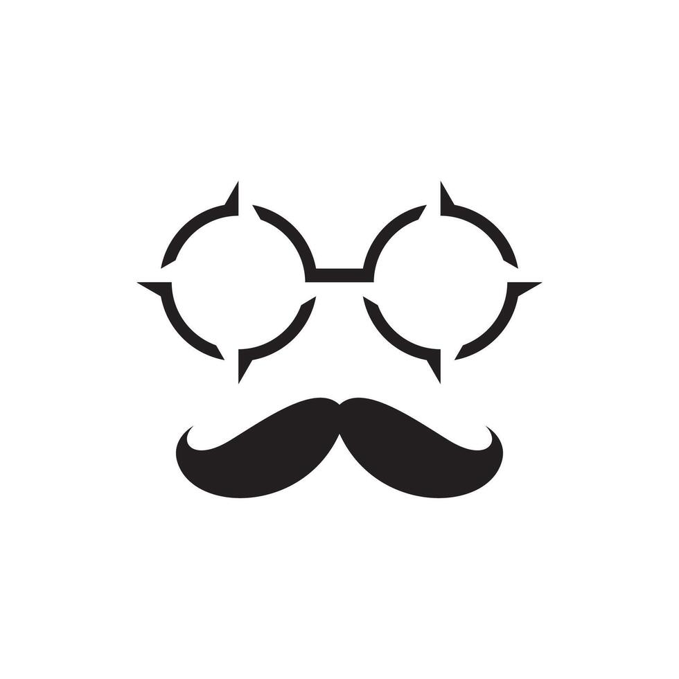 compass man mustache man face logo design vector