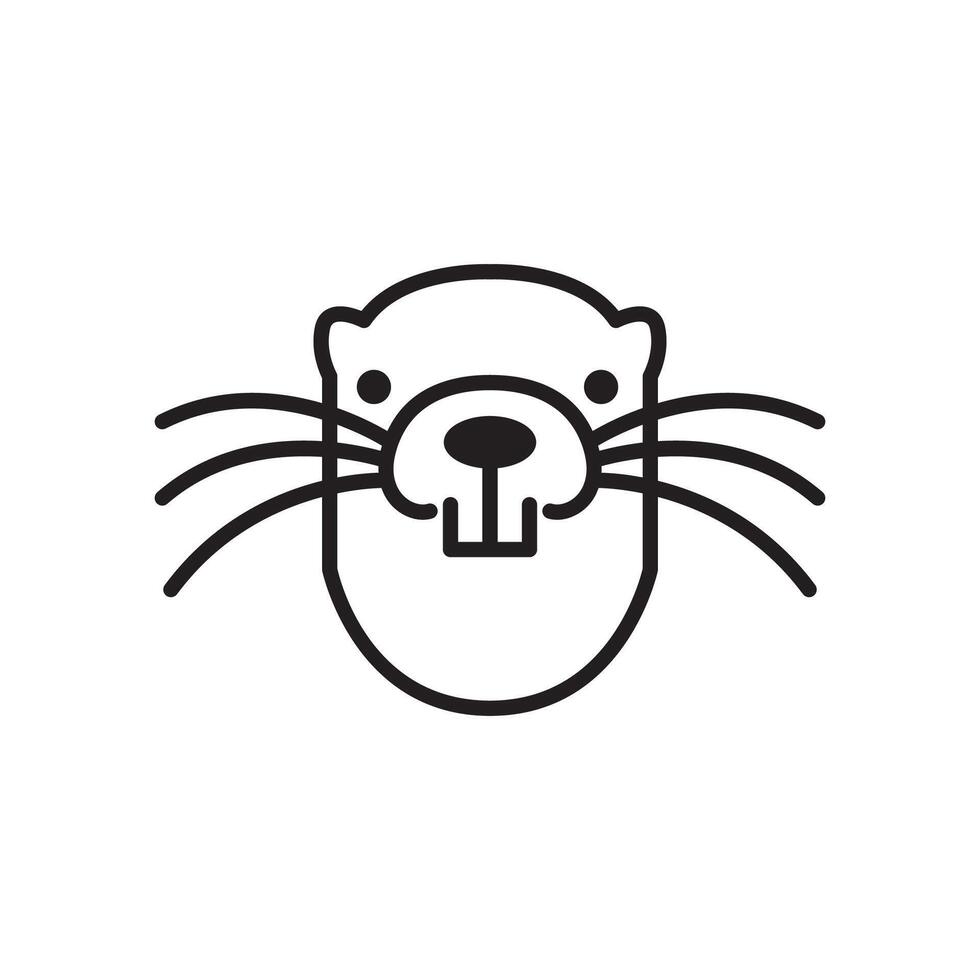 cute face sea lions adorable line logo design vector