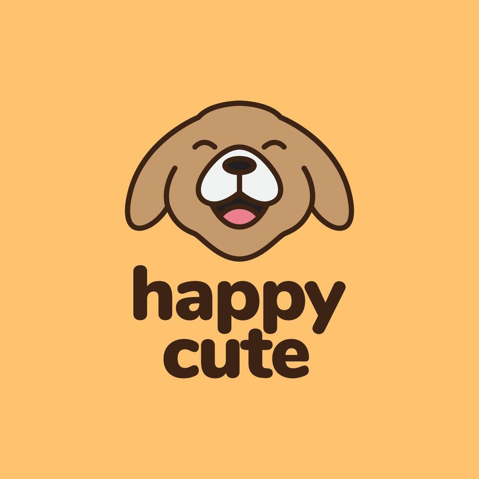 happy dog cartoon face smiling cartoon head logo design vector