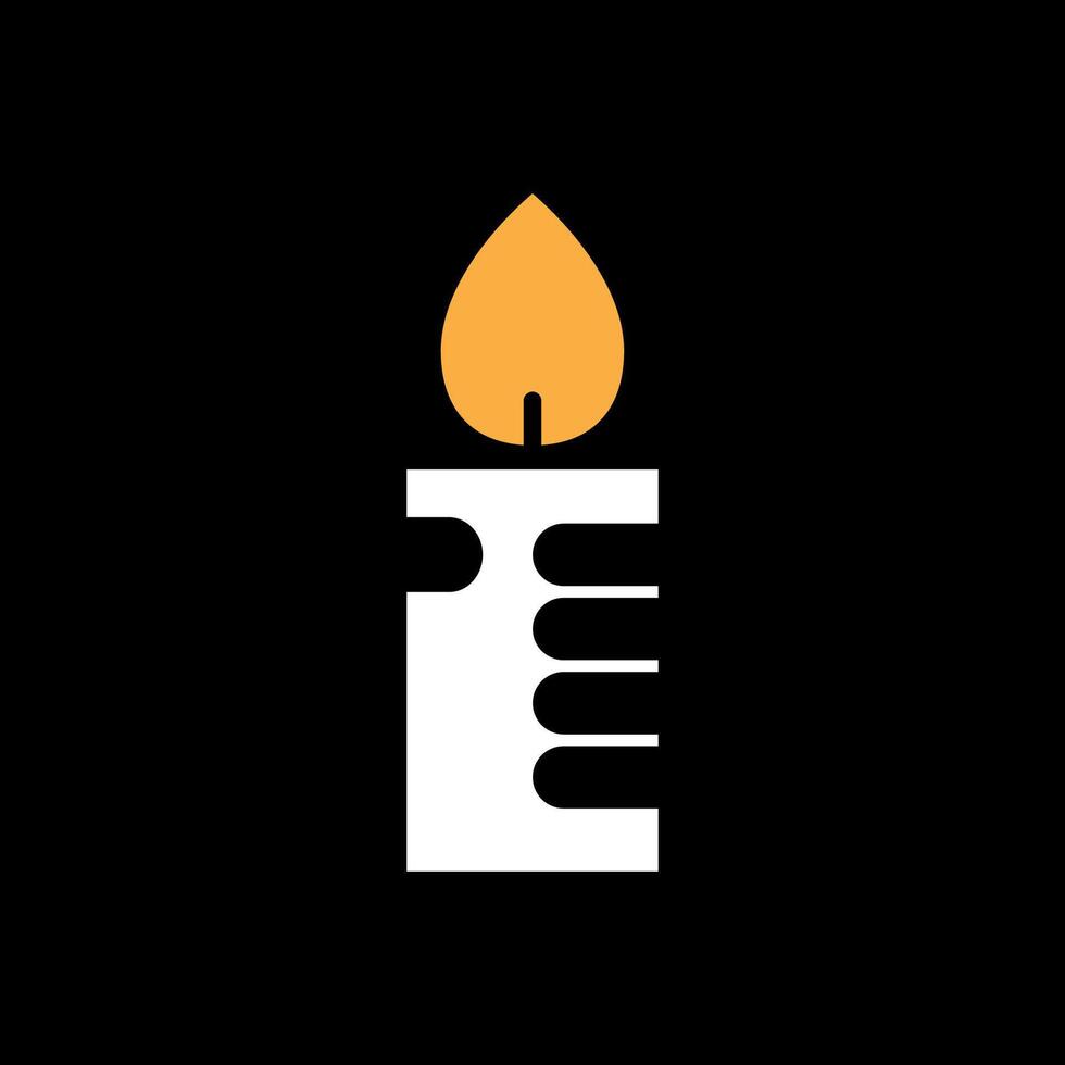 beauty light candle dark concept flat logo design vector