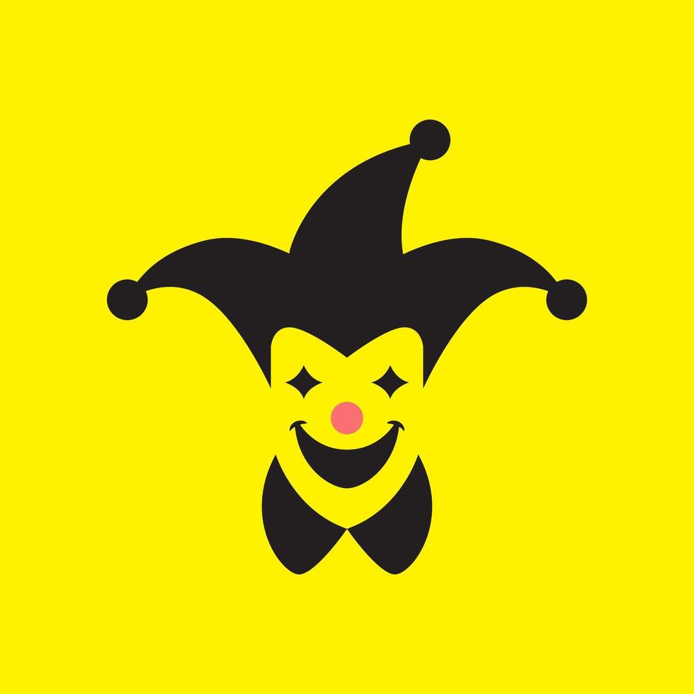 joker clown head happy face logo design flat vector
