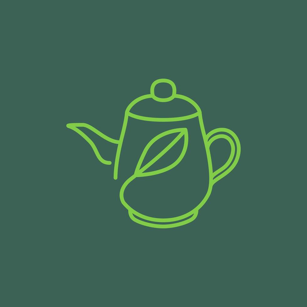 minimalist teapot green concept logo design vector