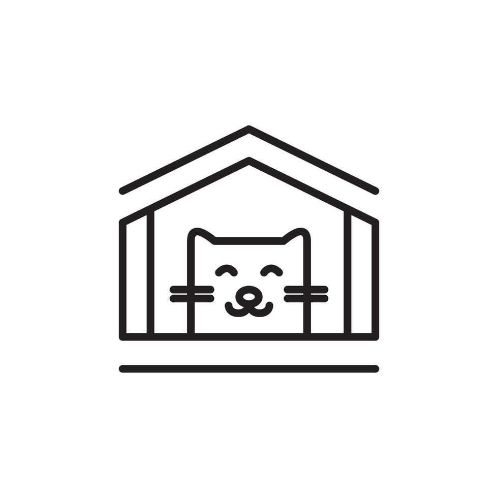 cat house cat lovers line logo design vector