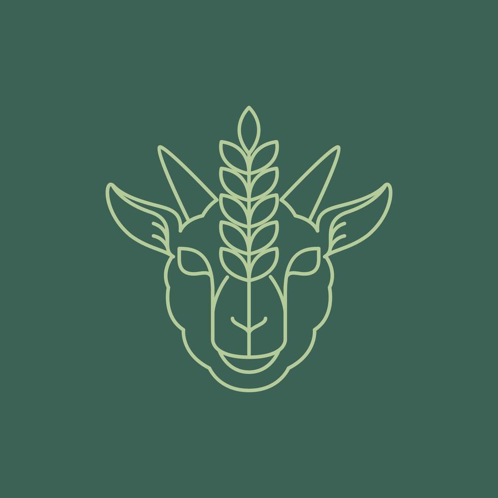 goat head farm concept line logo design vector