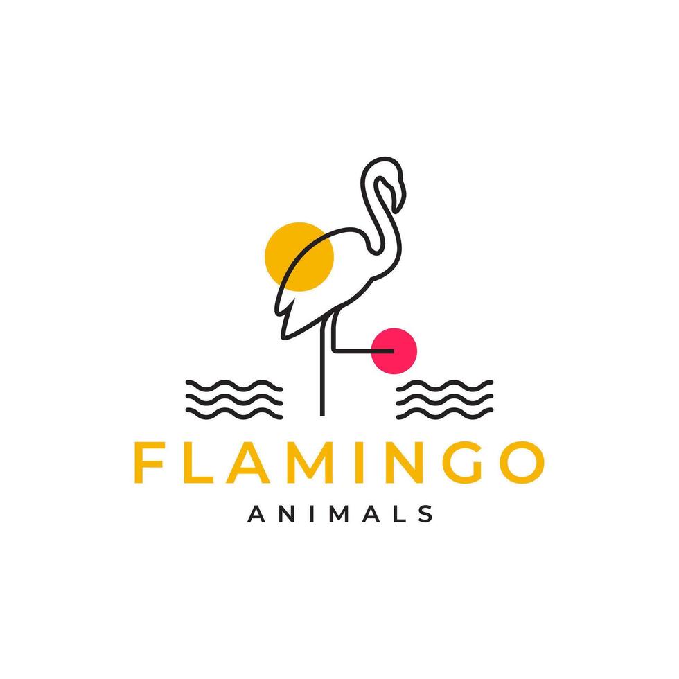 the flamingos beauty line color logo design vector