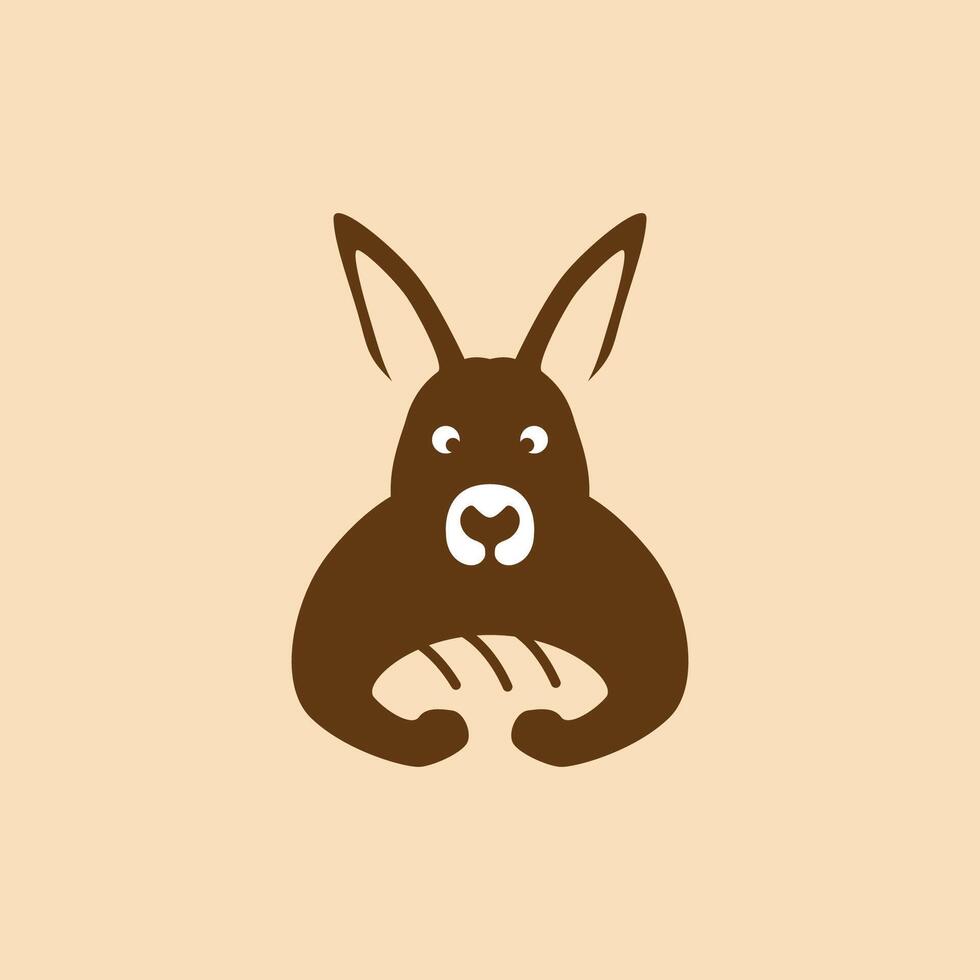 cool kangaroo eat bakery logo design flat vector