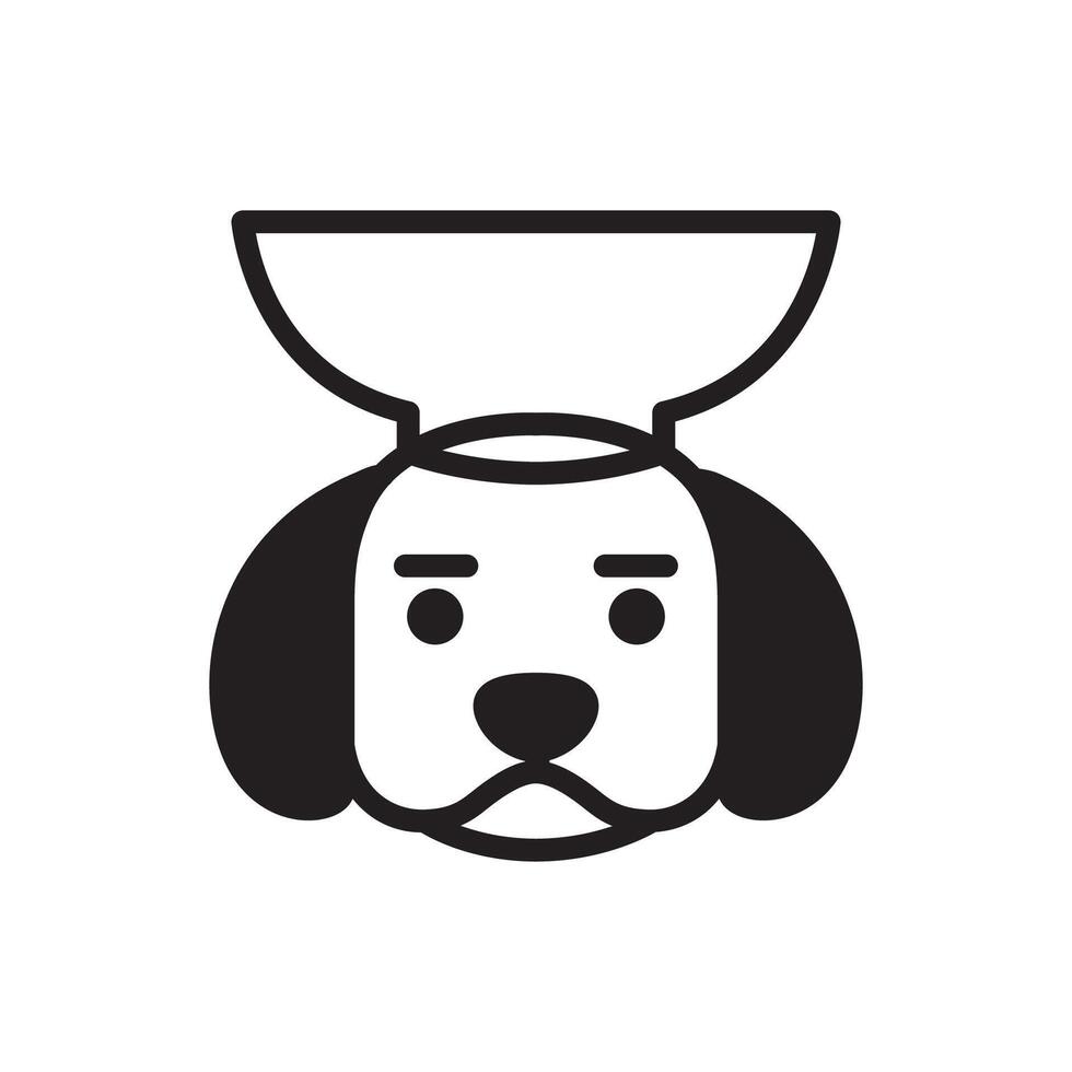 dog and bowl pet food cartoon logo design vector