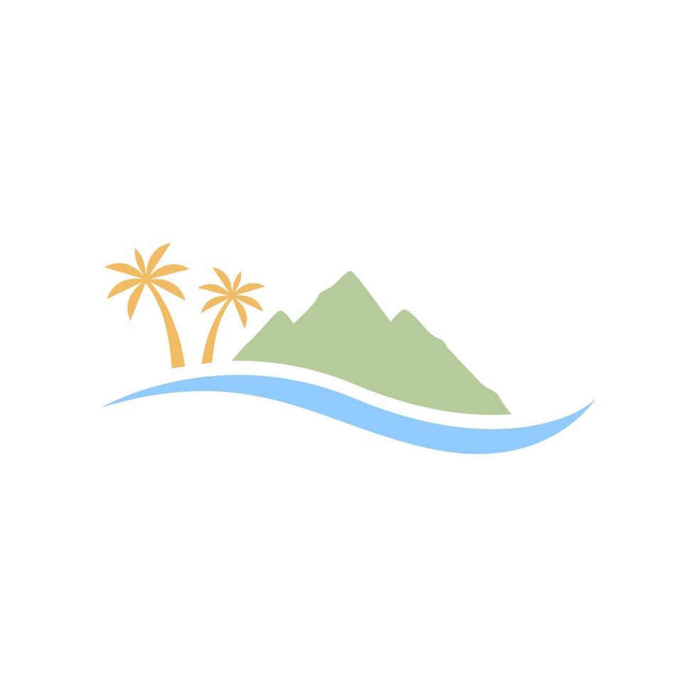 peak and beach flat simple logo design vector