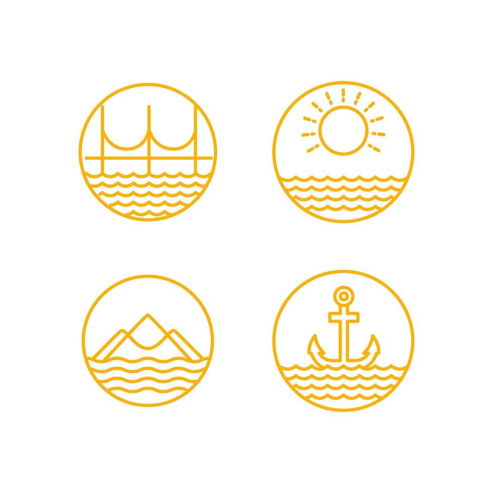 ocean line icon set design vector