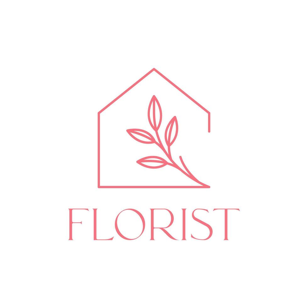 florist house line minimalist logo design vector