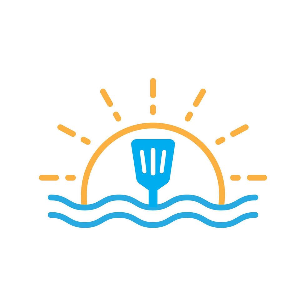sunset food cooking minimal logo design vector