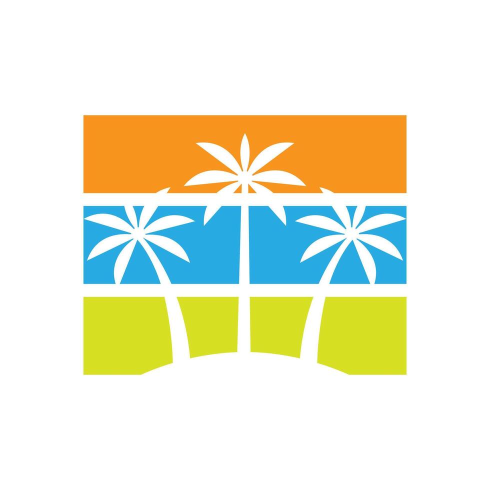 coconut trees colorful modern logo design vector