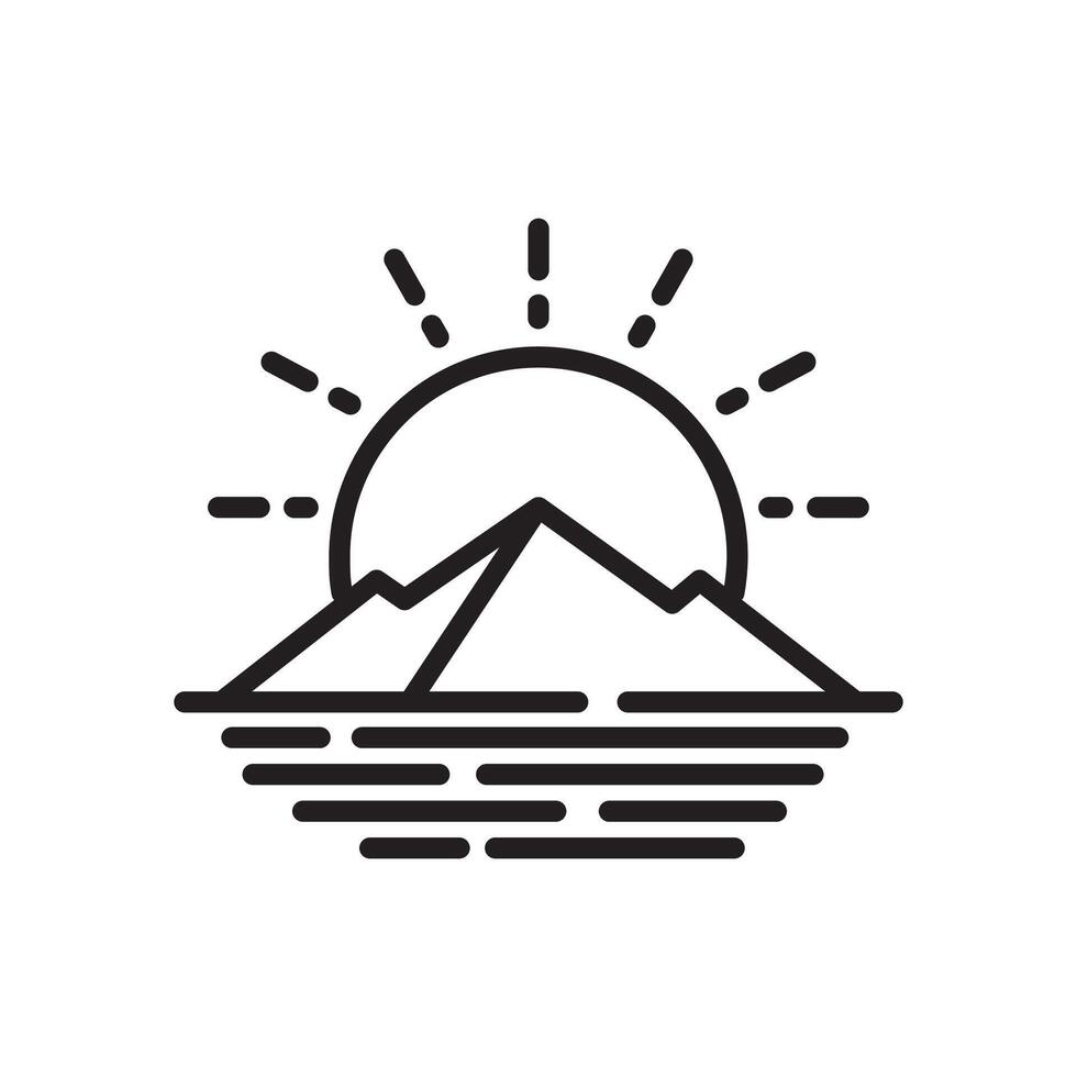 sunrise mountain line minimal logo design vector