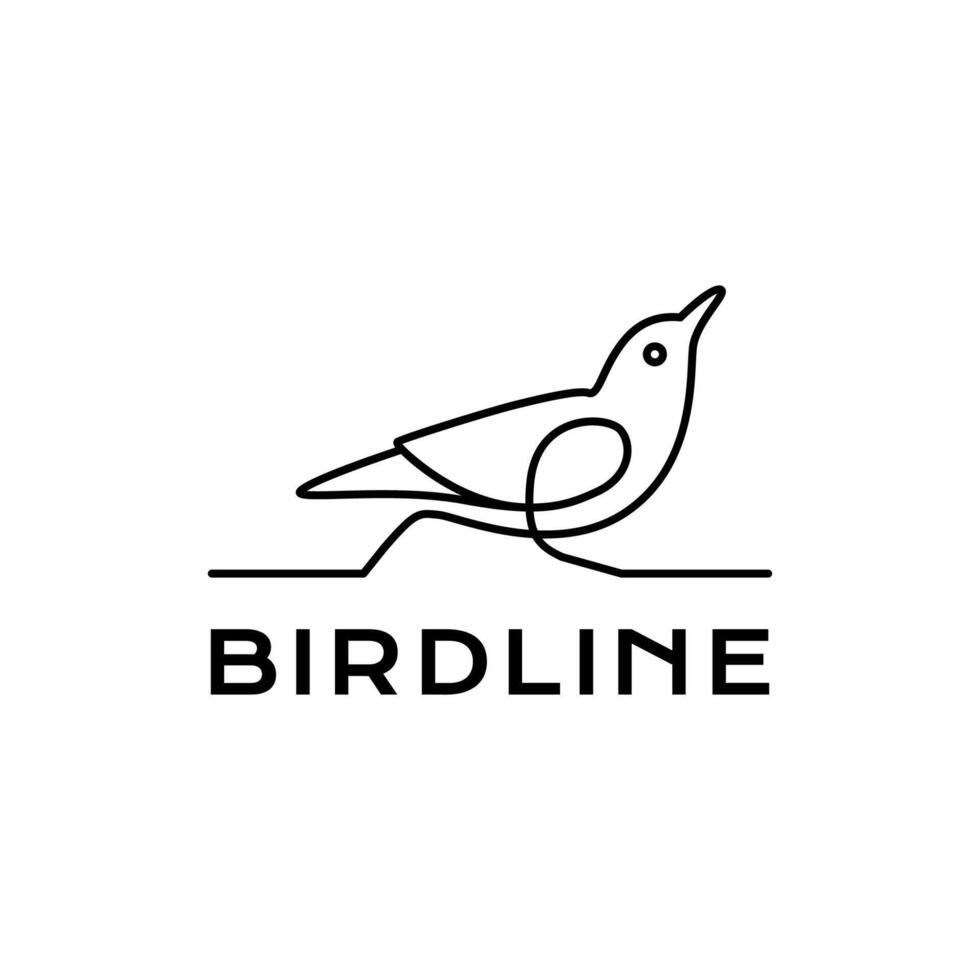 continuous line bird minimalist logo design vector