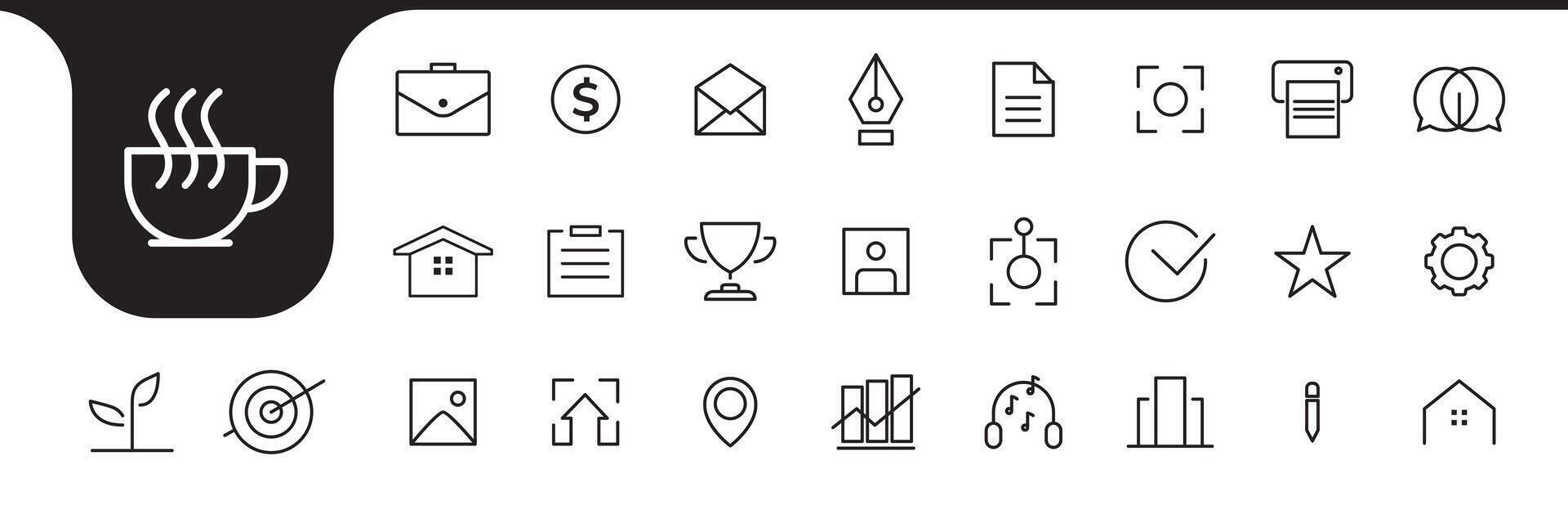 things in the office icon set design vector