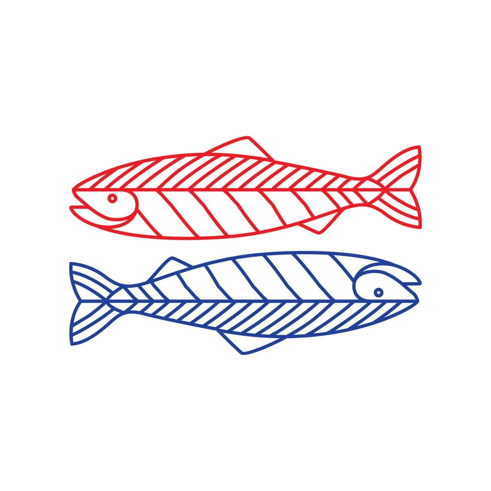 salmon fish line simple logo design vector