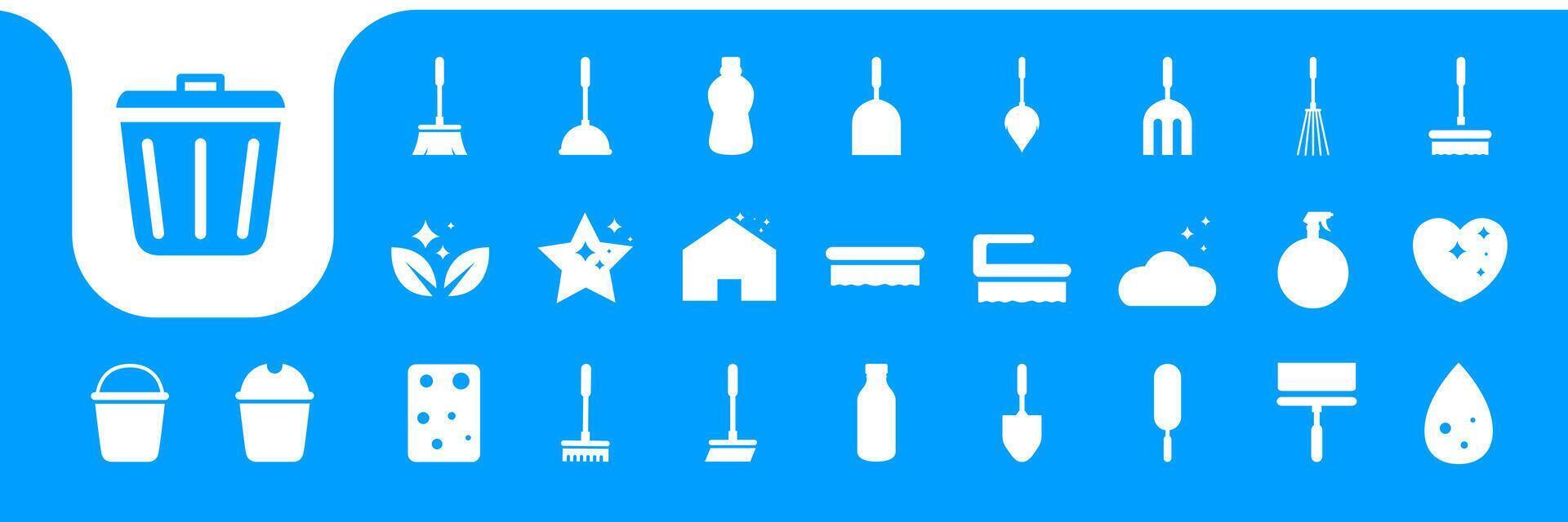 cleaning equipment set flat icon design vector