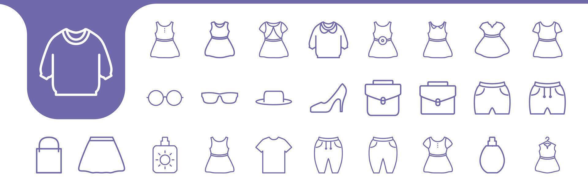 toddler clothes line icon set collection design vector