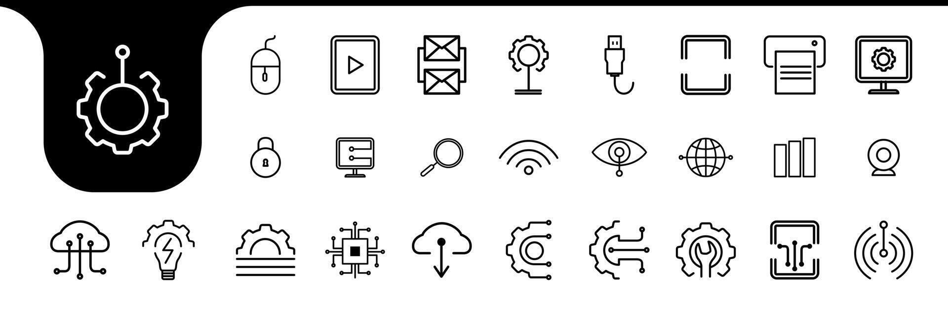 gear minimal line collection icon design vector