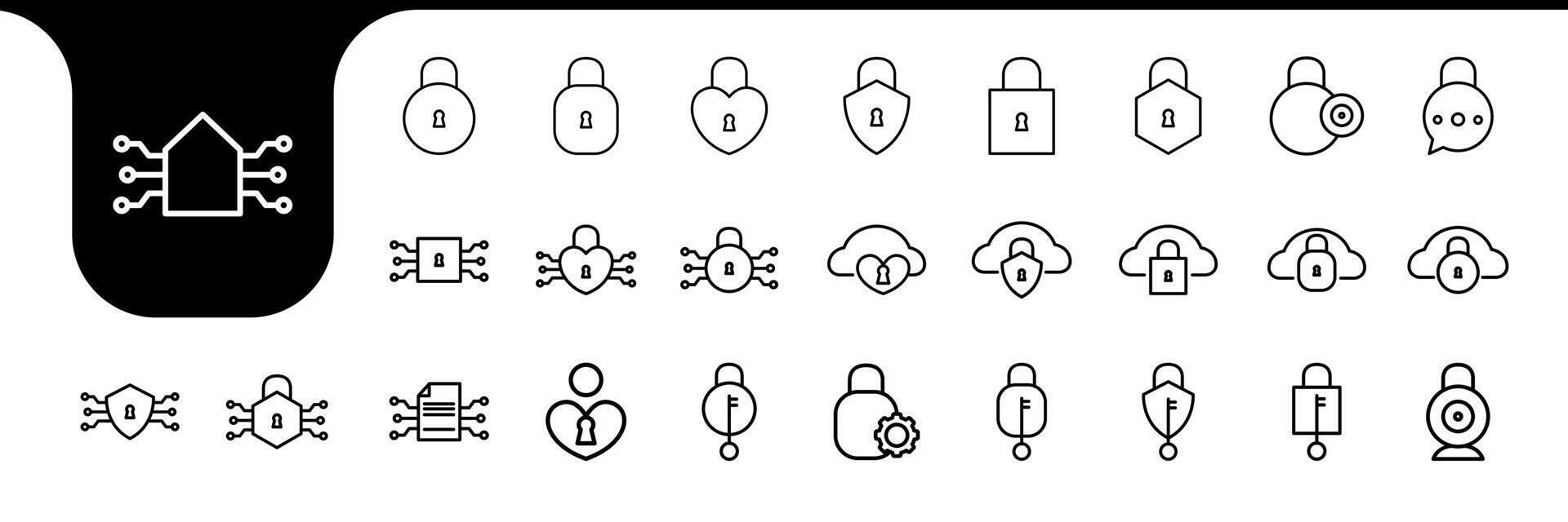 security technology line icon set collection design vector