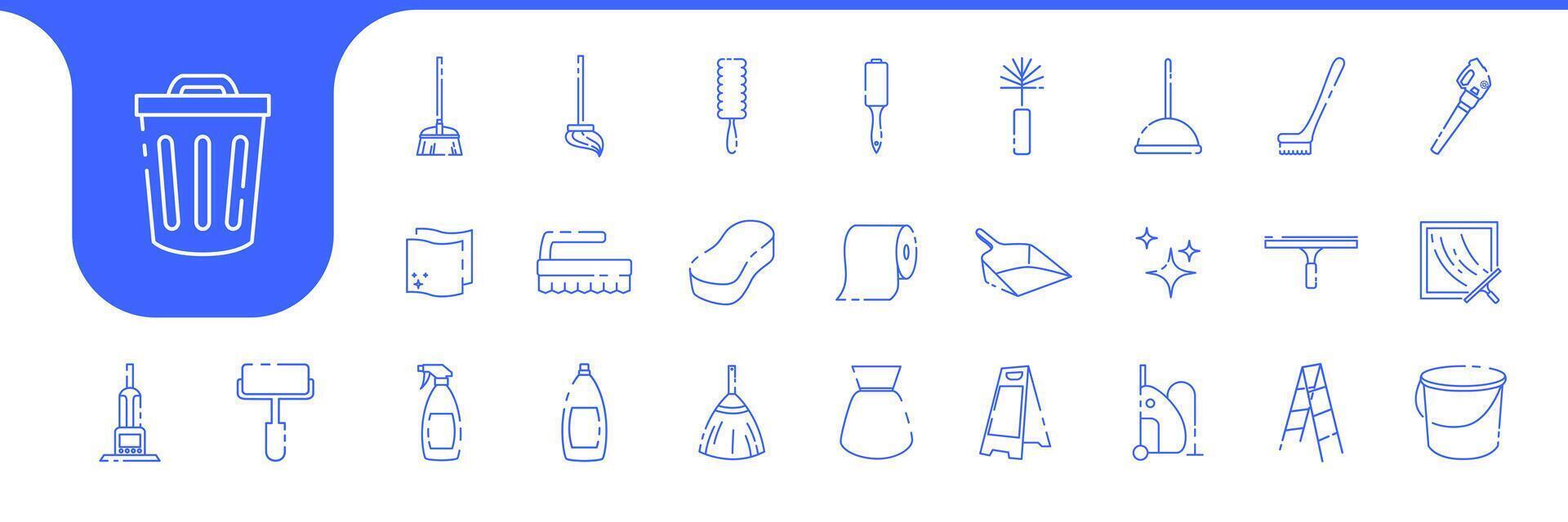 cleaning service equipment line icon set collection design vector