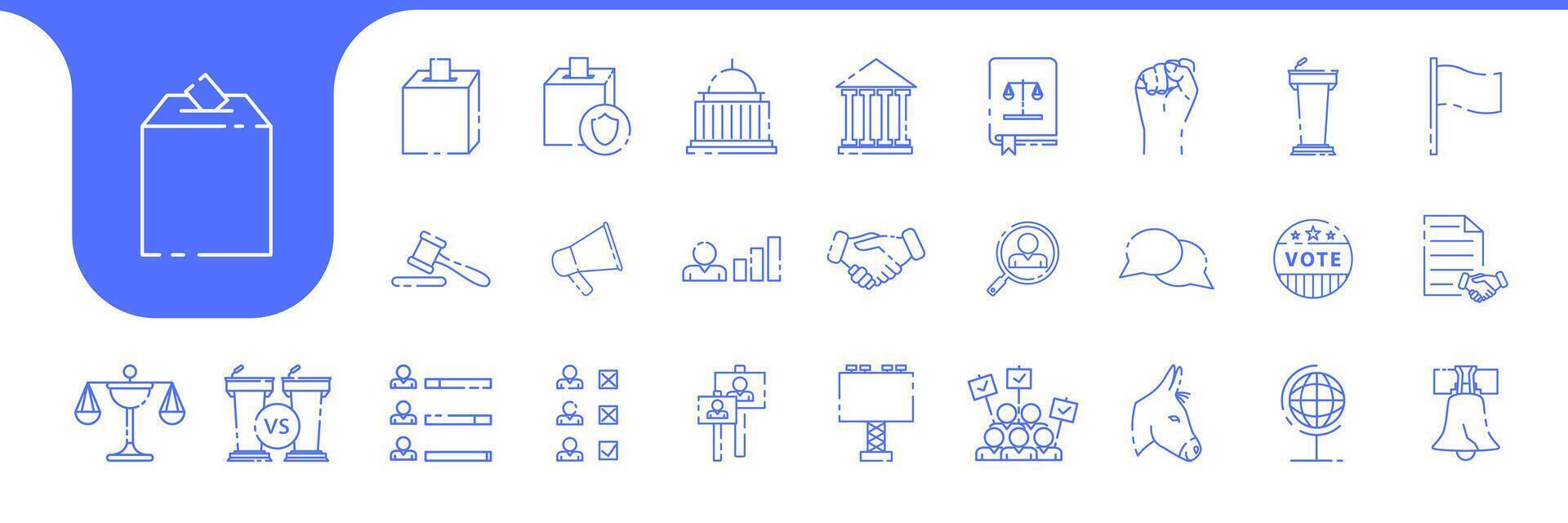 political lines icon set collection design vector