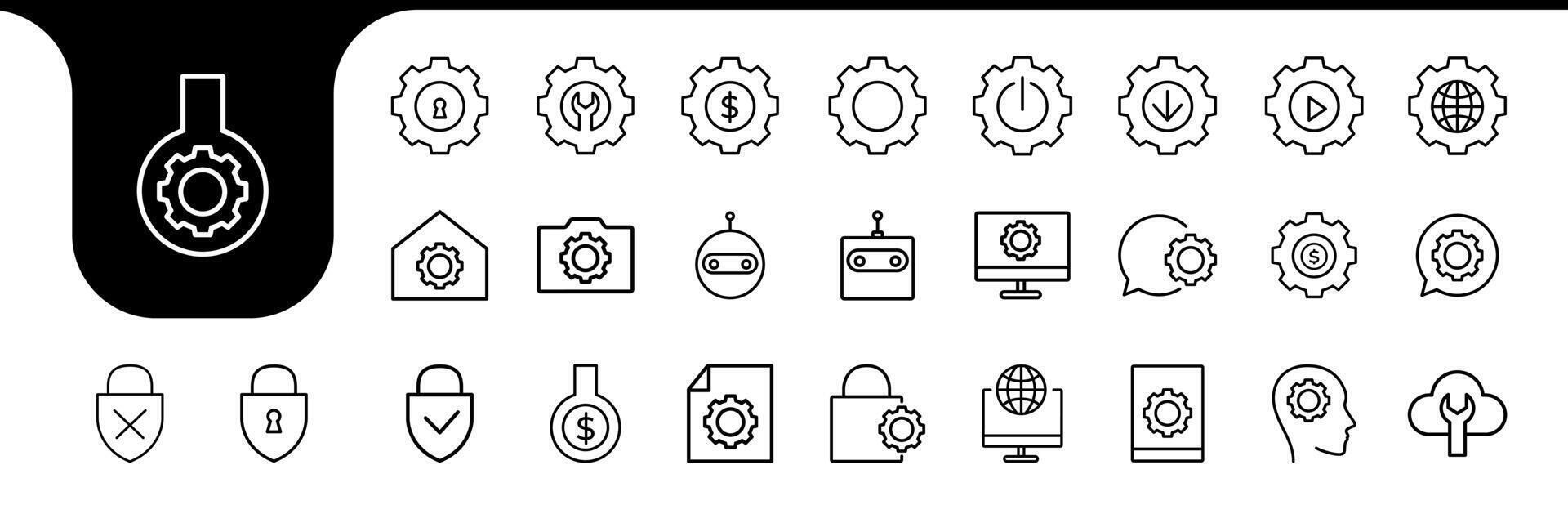 gear line icon set collection design vector