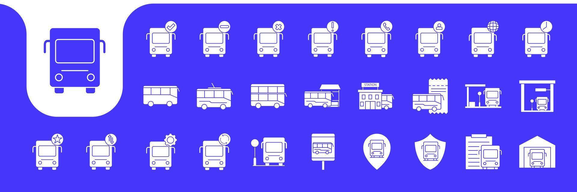 bus transportation flat modern icon set collection design vector