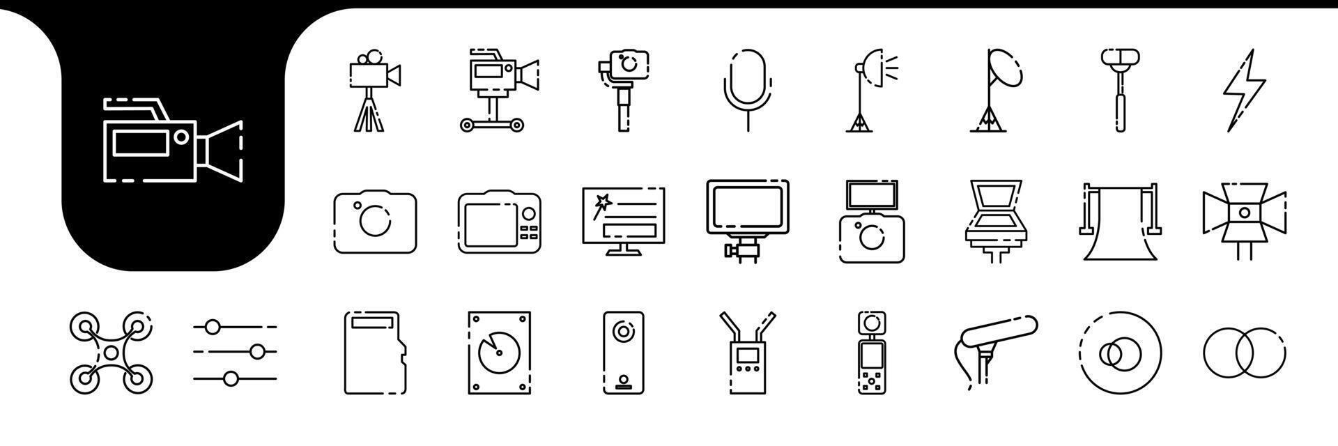 videographer lines modern icon set collection design vector