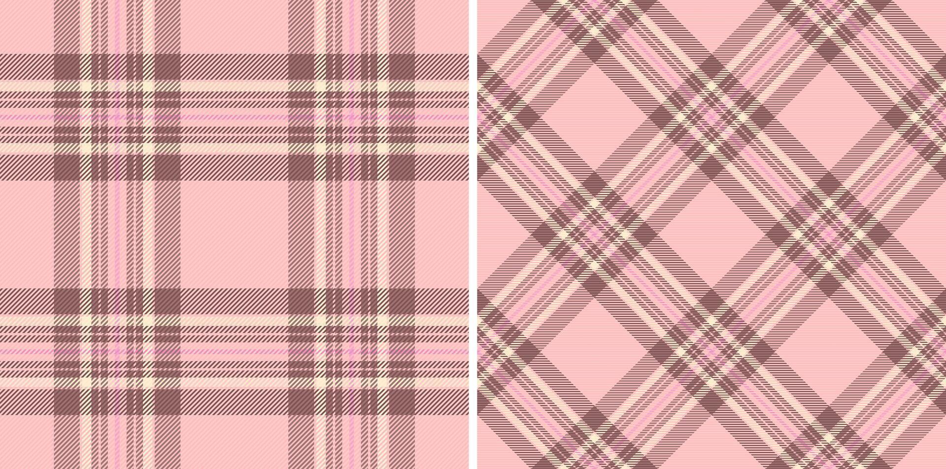 Two charming pink plaid patterns, perfect for textile designs, scrapbooking, or website backgrounds. A classic and versatile design featuring subtle variations in pink and beige tones. vector
