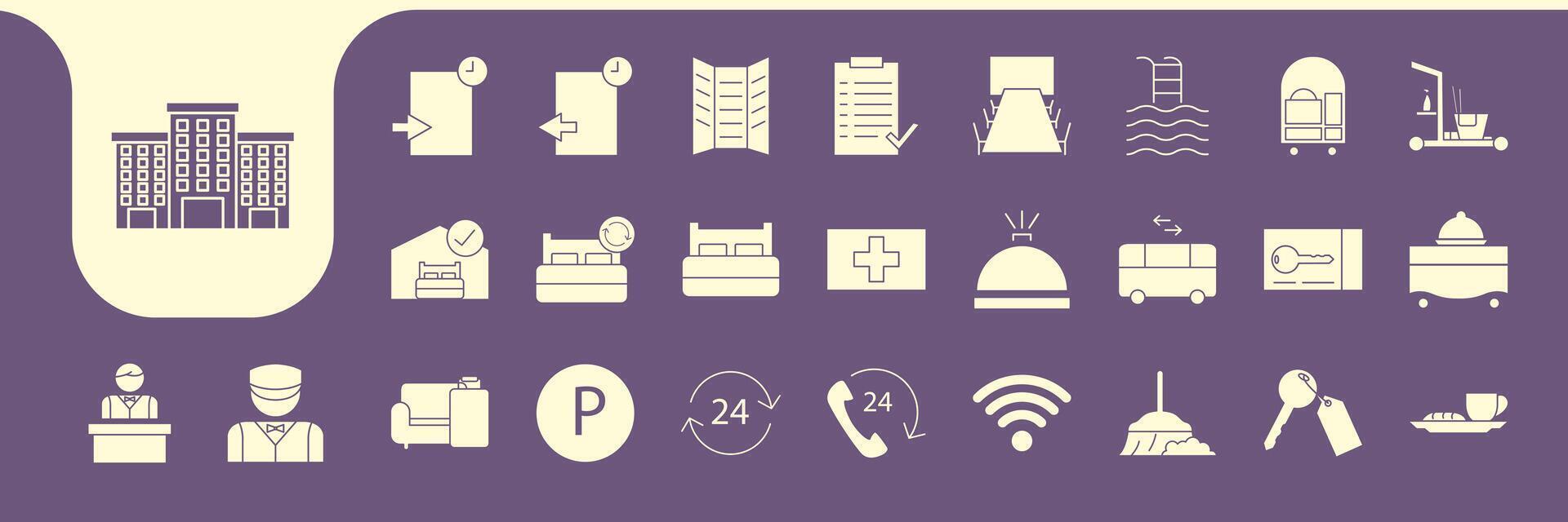 hotel furniture icon designs vector