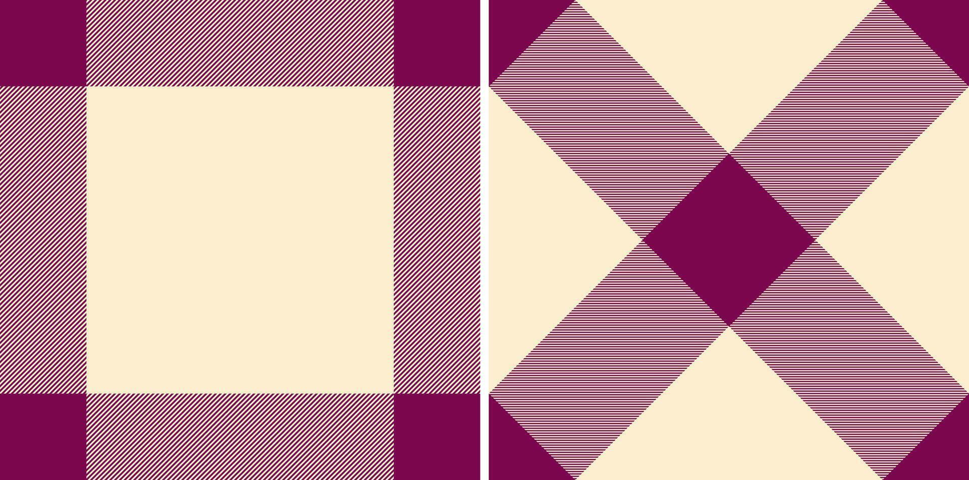 Elegant burgundy and cream plaid patterns. Perfect for textile designs, website backgrounds, or crafting projects. Two versatile variations offer design flexibility. vector