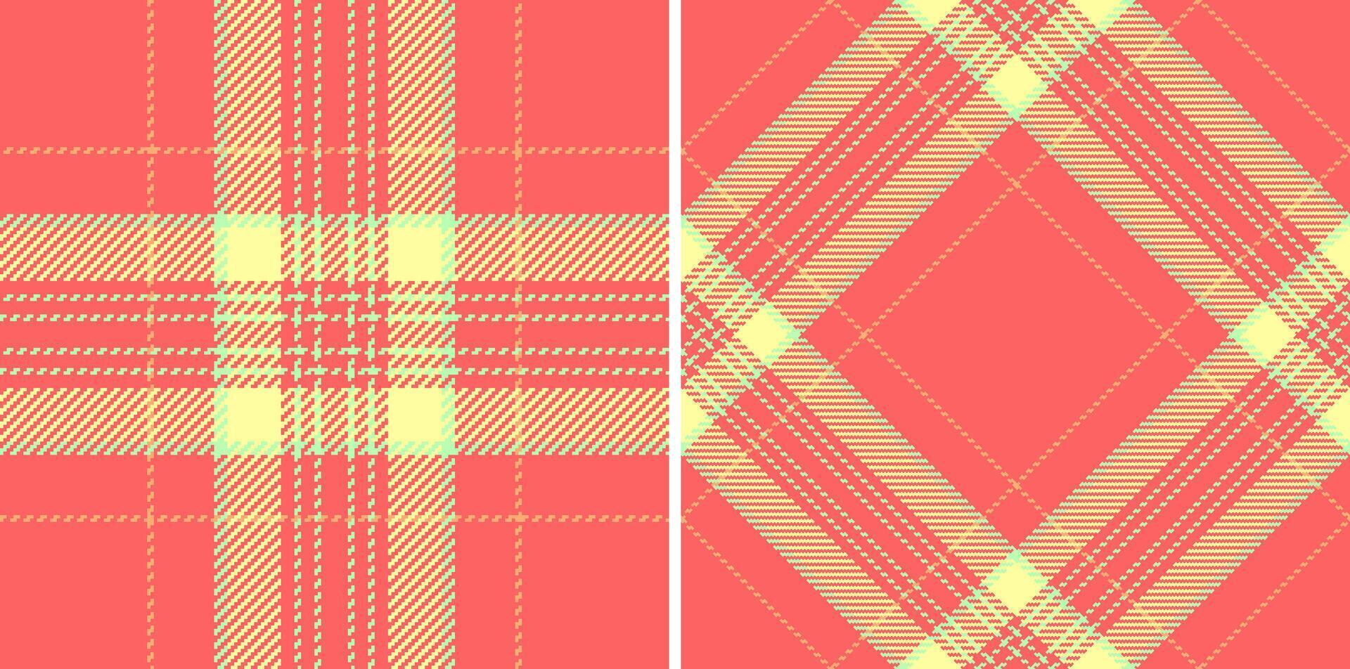 Texture check of tartan pattern textile with a plaid seamless fabric background. Set in rainbow colors. Graphic design detailed editable swatch. vector