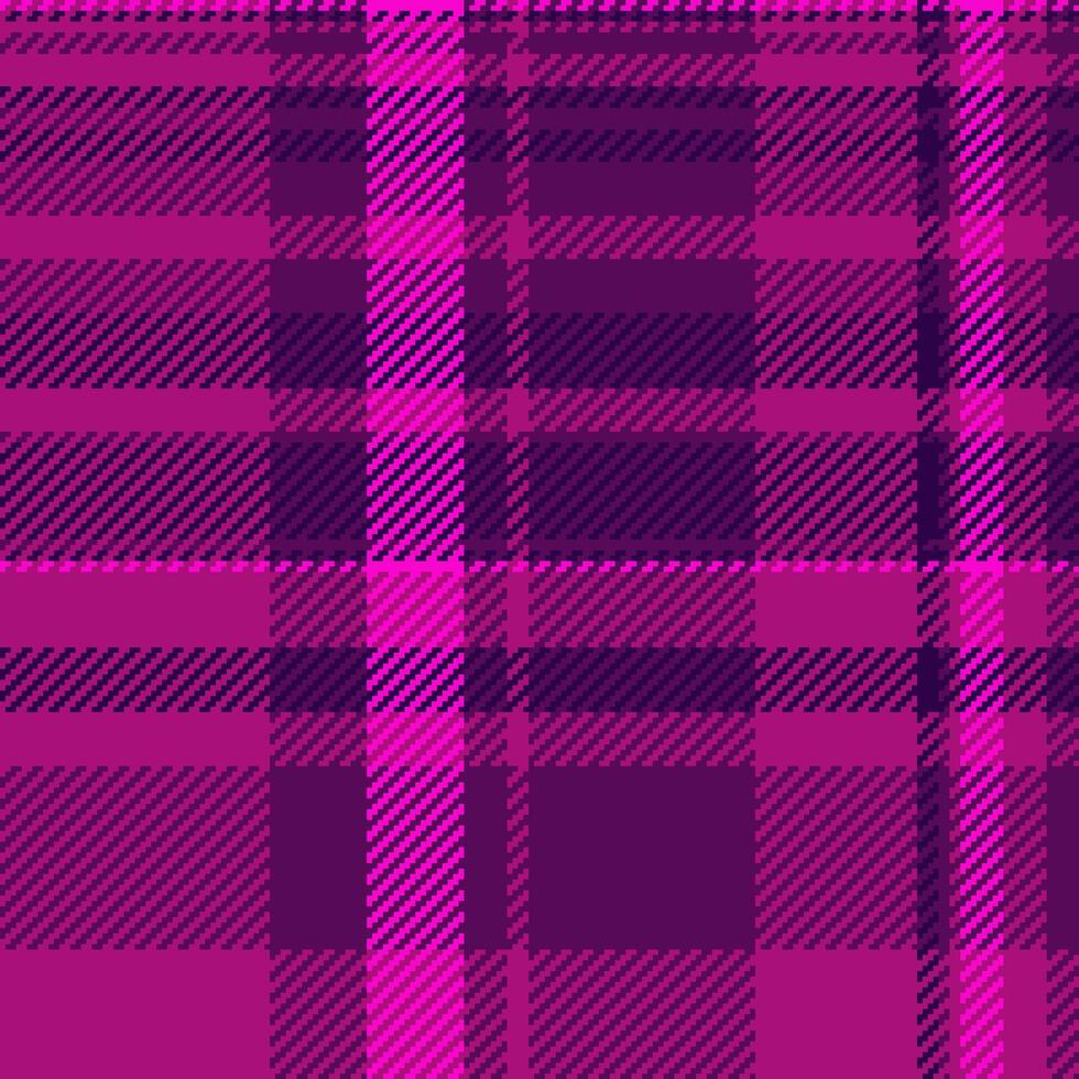 Clan tartan texture, infinity fabric pattern textile. Rough plaid background check seamless in pink and purple colors. vector