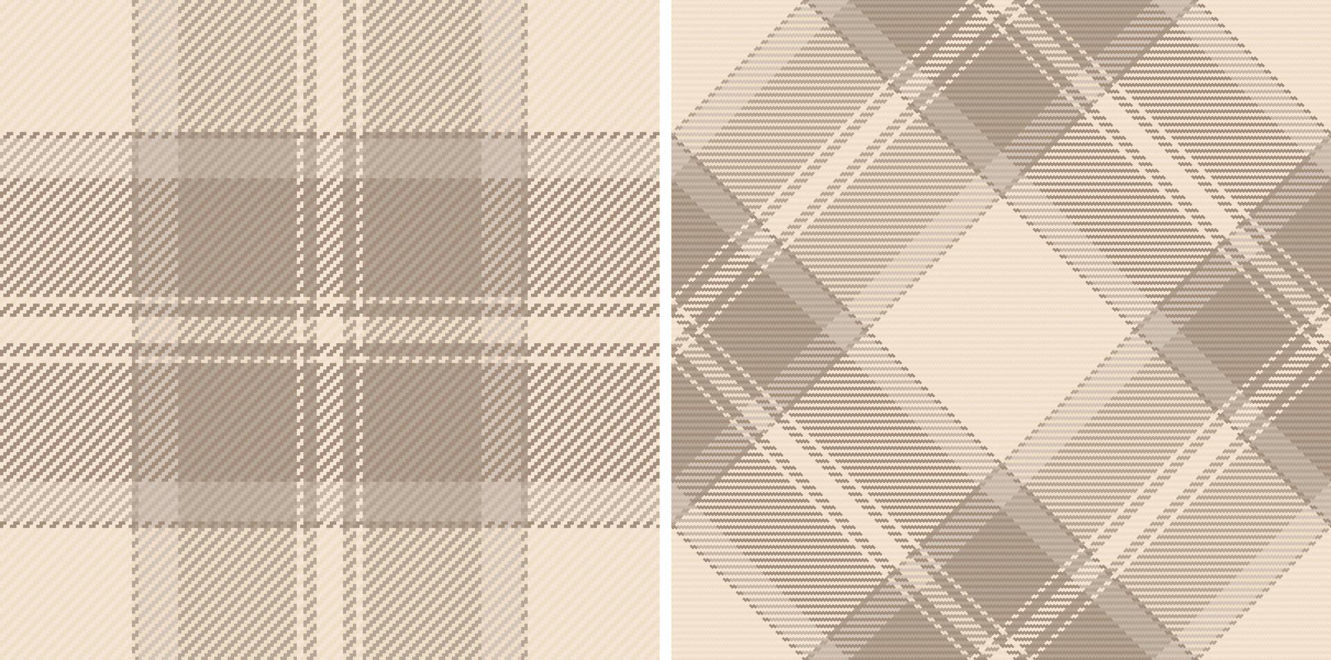 Elegant neutral plaid patterns, perfect for textile design, apparel, or website backgrounds. Two distinct yet harmonious styles offer versatility for various projects. vector