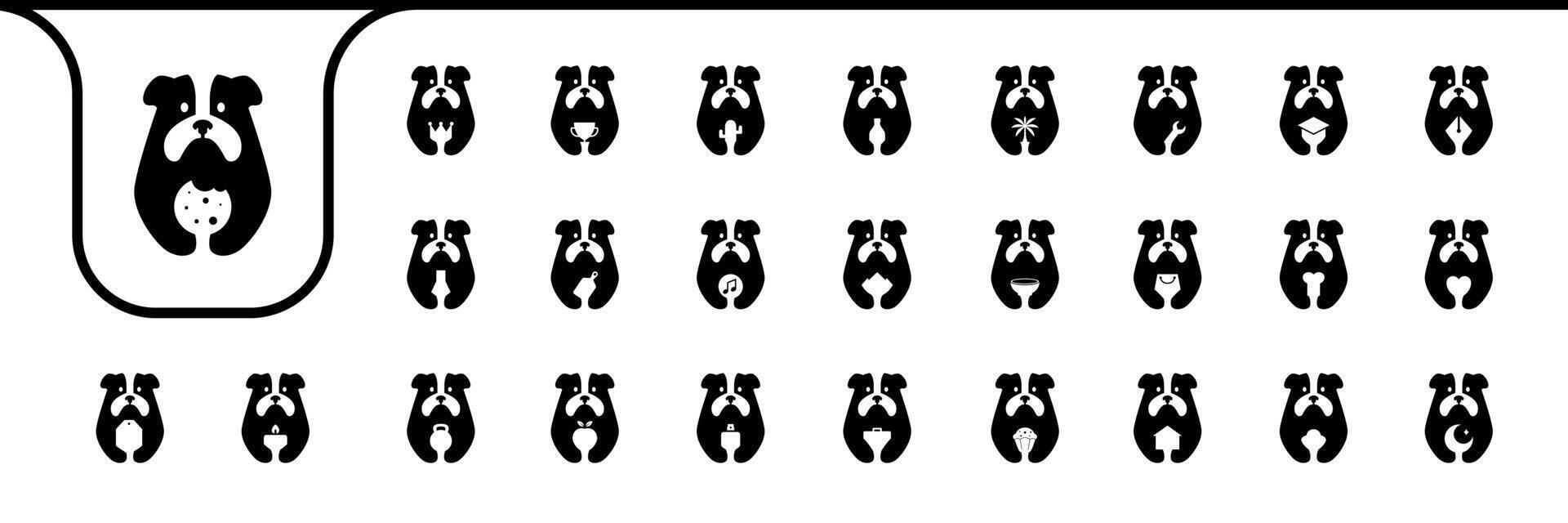 animal pet bulldog flat icon designs vector